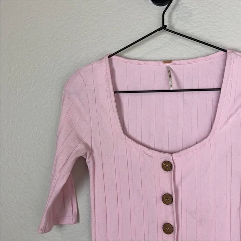 Free People button knit crop sweater